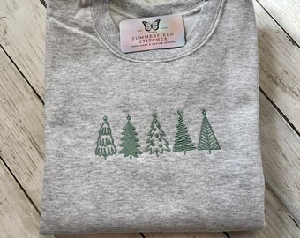 Christmas Tree Embroidered Sweatshirt | Christmas Gift | Cute Embroidered Sweatshirt | Gift for Her | Crewneck Sweatshirt| Winter Sweatshirt