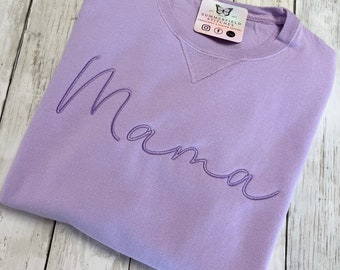 Mama Embroidered Sweatshirt | Gift for Mom | Cute Embroidered Sweatshirt | Monochrome Sweatshirt | Gift for Her | Crewneck Sweatshirt
