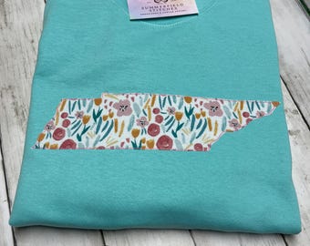 Tennessee Applique Embroidered Sweatshirt | Gift for Her | Crewneck Sweatshirt