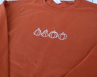 Embroidered Pumpkin Sweatshirt| Burnt Orange | Fall Crewneck | Gifts for Her