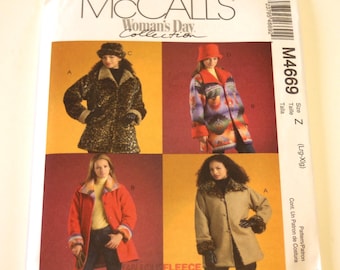McCall's 4669 Women's Reversible Jacket and Hat Sizes L-XL UNCUT