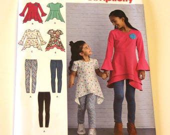 Simplicity 8430: Child's and Girls' Knit Tunics Leggings Size 7-14 UNCUT