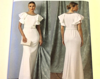 Vogue R11633:Badgley Mischka Full Length Dress with Belt Size 8,10,12,14,16 UNCUT