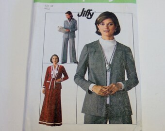 Pattern Simplicity 7786: Misses' Jiffy Skirt, Pants, and Unlined Jacket- Size 12 UNCUT - Women's Clothing Pattern, Sewing Pattern