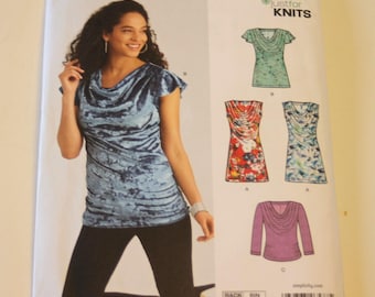 New Look 6577: Misses' Knit Top Sizes 6-18 UNCUT