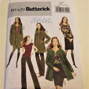Butterick 5429: Misses Lifestyle Wardrobe Separates Shirt, Pants, Coat, and Skirt Sizes 8-14 UNCUT