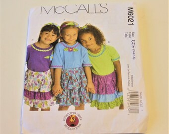 McCall's 6021: Children's and Girls' Skirts, Headband and Appliques Sizes 3-6 UNCUT