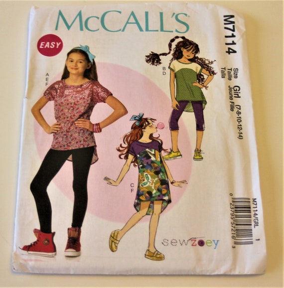 Mccall's 7114: Girls' Dresses, Top, Headband and Leggings Size 7