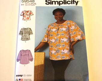 Simplicity 9548: Women's Top and Tunic Sizes 18W-24W UNCUT