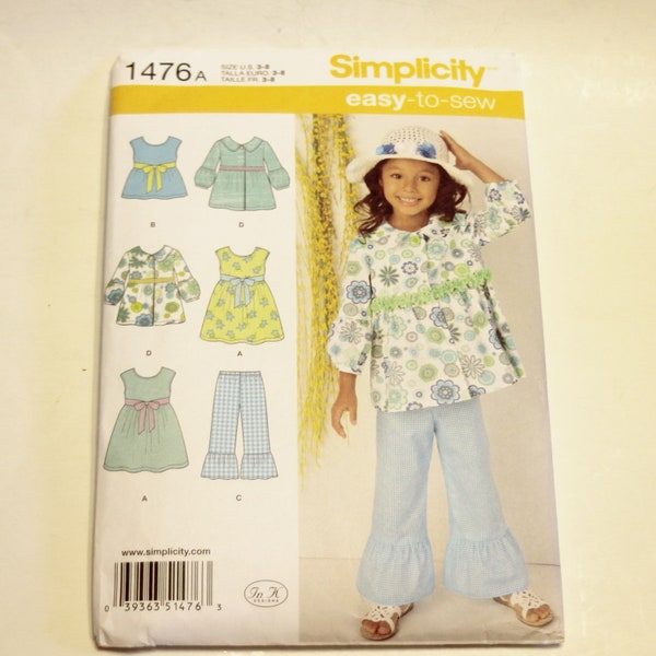 Simplicity 1476: Child's Dress, Top, Pants and Jacket Sizes 3-8 UNCUT