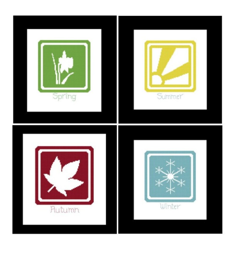 Four Seasons Cross Stitch Pattern PDF File Set of 4 | Etsy