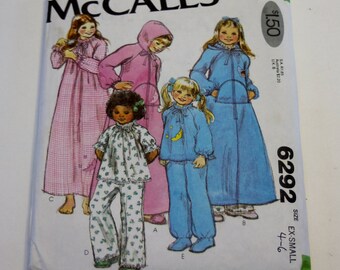 McCall's 6292: Children and Girl's Robe, Nightgown, or Pajama Top and Pants Sizes 4-6 UNCUT