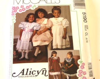 Alicyn Exclusives Girl's Dress Sewing Pattern: McCall's 5190  Sizes 6,7,8 UNCUT, COMPLETE