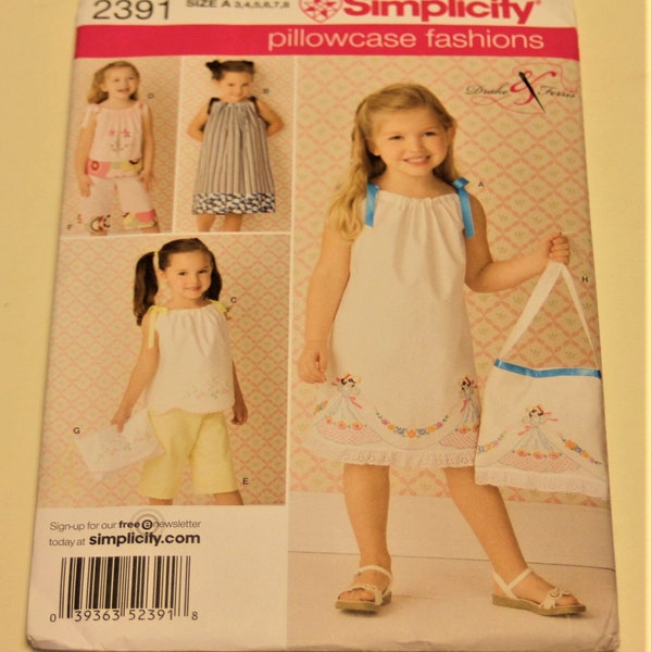 Simplicity 2391: Child's Vintage Pillow Case Fashion Sizes 3-8 UNCUT