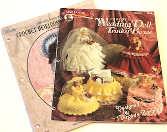 Set of 2 Vintage Crocheted Doll Clothes Leaflets