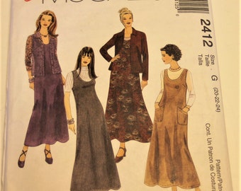 McCall's 2412: Misses' Jumper and Shirt Jacket Sizes 20-24 UNCUT