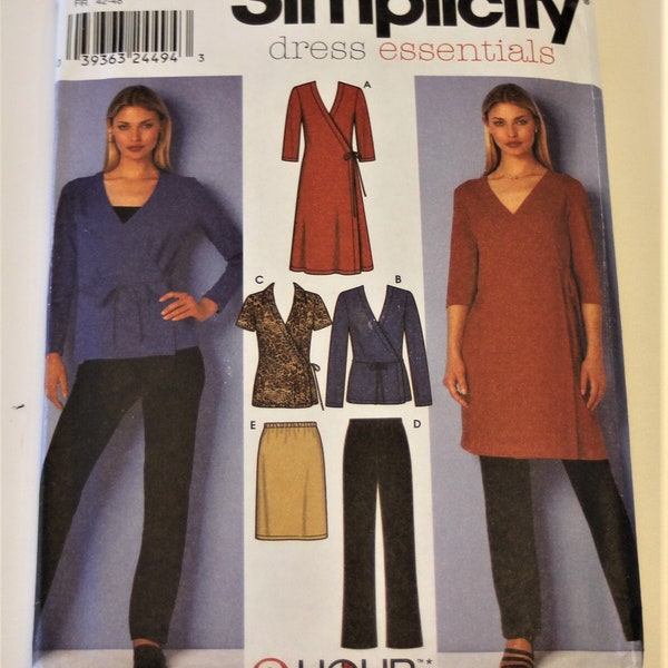 Simplicity 9482: Misses Knit Wrap Dress or Top, Pants and Skirt Sizes 14-20 UNCUT