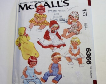 Vintage McCall's 6366: Wardrobe for Baby Dolls 15 1/2" and 17" UNCUT