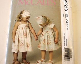 McCall's MP210: Toddlers' Dresses, Top, Shorts, Headbands and Kerchiefs Sizes 1,2,3,4 UNCUT