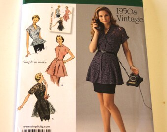 Simplicity 1460: Misses' Tunic an Peplum Blouse Sizes 6-14 UNCUT, FF