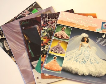 Set of 5 Vintage Crocheted Doll Clothes Leaflets