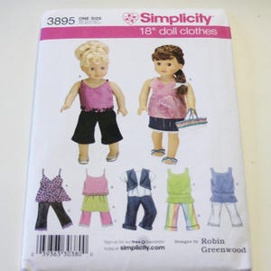 Simplicity 3895: 18&quot; Doll Clothes Pattern UNCUT