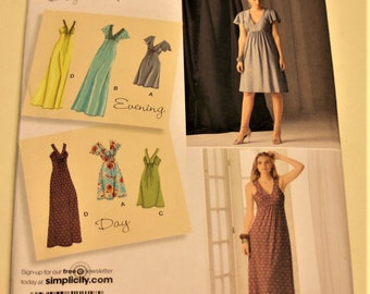 Simplicity 2219: Misses Knit Dresses in Two Lengths Sizes 6-14 UNCUT