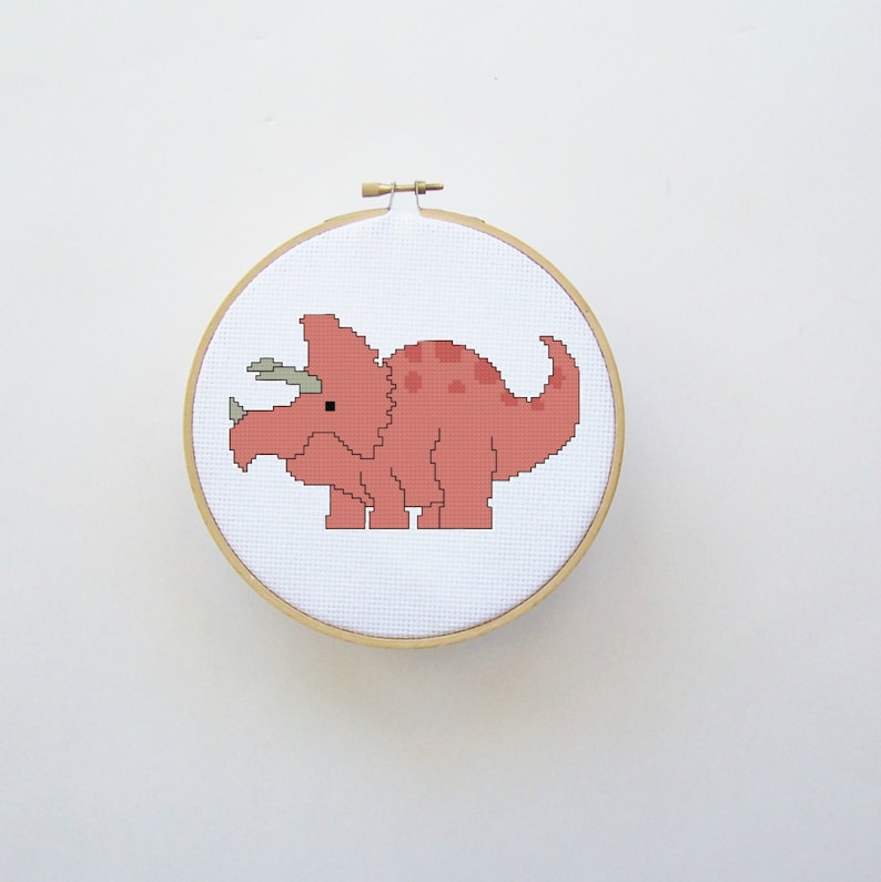 Cute Dinosaur Cross Stitch Pattern in Orange Digital File Etsy