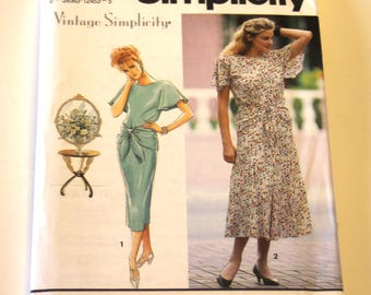 Simplicity 7813 Dress Sewing Pattern: Flutter Sleeve, Wrap Tie, Sizes 6-10 (UNCUT)