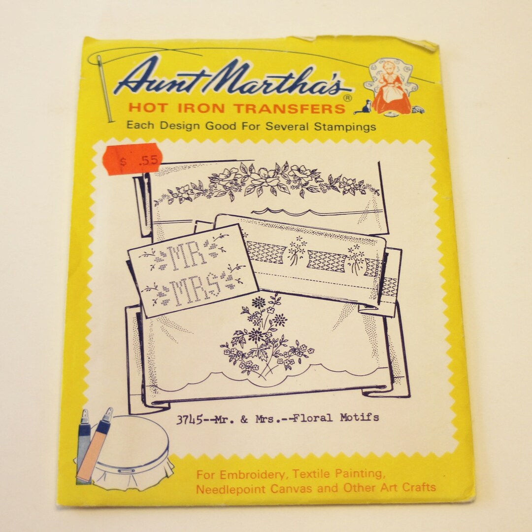 Aunt Martha Hot Iron Repeat Transfer Patterns 3745 "mr. & Mrs