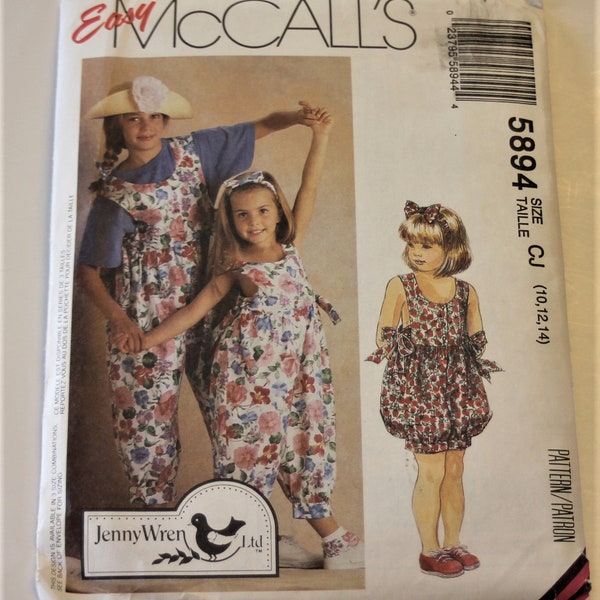 McCall's 5894: Children's and Girl's Jumpsuit or Romper  UNCUT Sizes 10,12,14