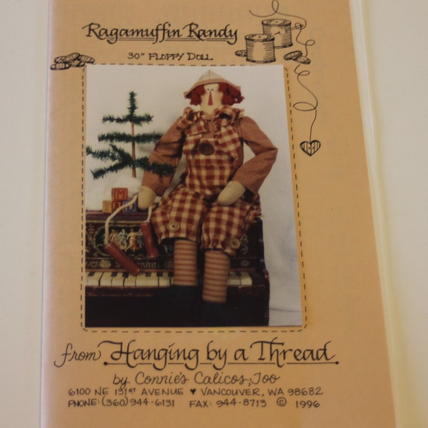 Hanging by a Thread Pattern: Ragamuffin Randy 30" Floppy Doll PREVIOUSLY OWNED UNCUT (one original pattern, not a photocopy)