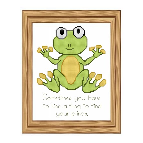 Frog Prince Cross Stitch Pattern PDF File Kiss a Frog X Etsy