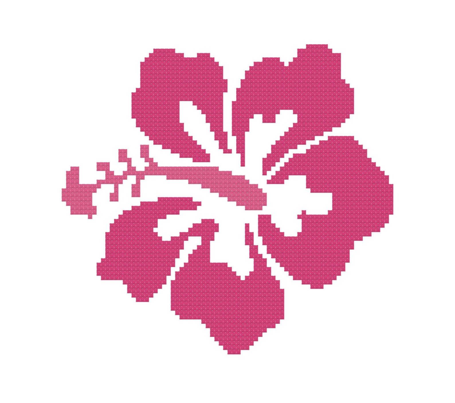 Hibiscus Cross Stitch Pattern in Pink PDF File Instant Etsy UK