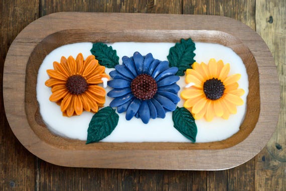 Daisy Wooden Dough Candle Bowl
