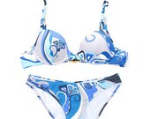 Vintage EMILIO PUCCI bikini two piece Pucci bikini swimsuit blue Pucci bathing suit small