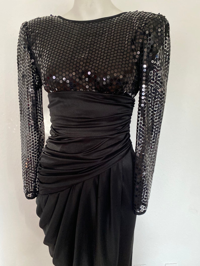 80s 90s Vintage Sequin Cocktail Dress Black Bandage Dress - Etsy