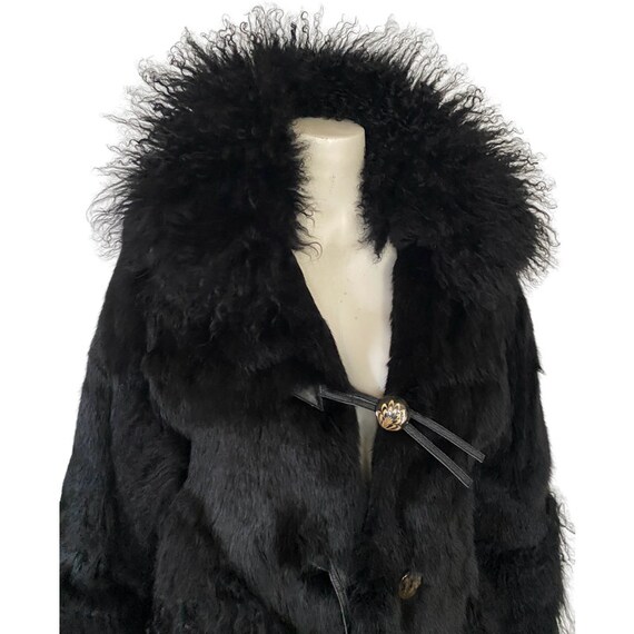 Vintage fur coat, rabbit Fur stroller coat, black… - image 5