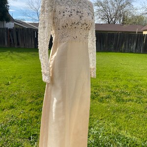 Vintage pearl WHITE beaded dress, white wedding dress, mother of the bride formal dress,, embellished sequined formal gown size small s image 7