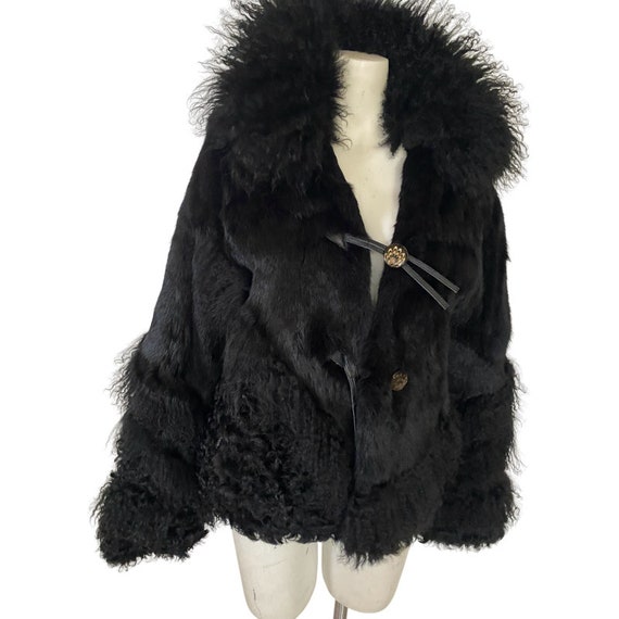 Vintage fur coat, rabbit Fur stroller coat, black… - image 4
