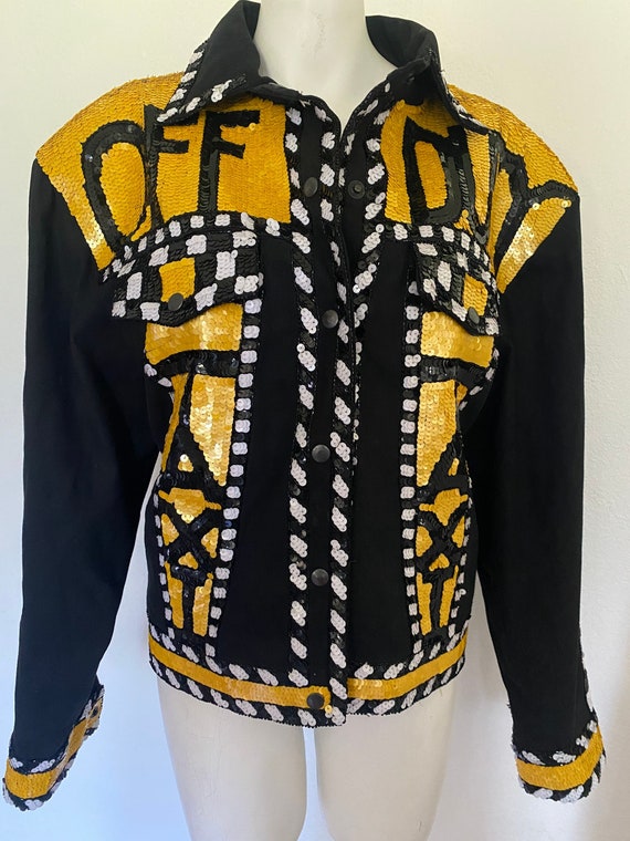 90s vintage sequin TAXI Jacket Off Duty statement 