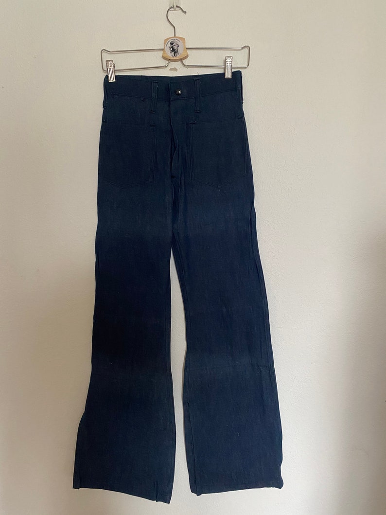 DEADASTOCK Vintage 1970's BELL BOTTOM jeans women's vintage bell bottoms, dark denim bell bottoms New with Tags bell bottoms 24 x 30 image 4