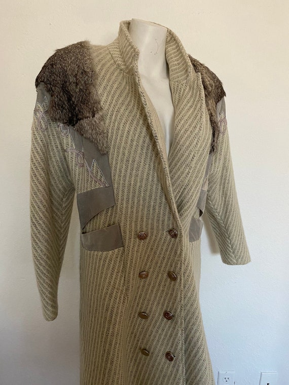 80s Vintage winter coat, long WOOL COAT, over siz… - image 1