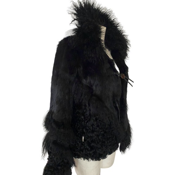 Vintage fur coat, rabbit Fur stroller coat, black… - image 2
