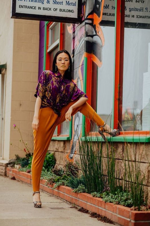 1990’s vintage stirrup pants, retro HI Waist leggi