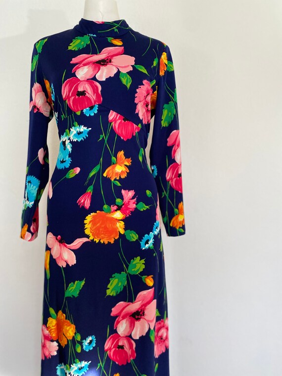1970's Vintage HOSTESS DRESS, floral maxi dress lo