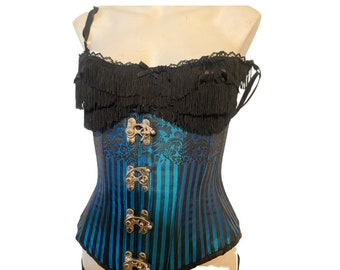 Vintage CORSET with steel boning, metal hook closures, grunge corset, metal corset with boning, retro bustier size 22 XS