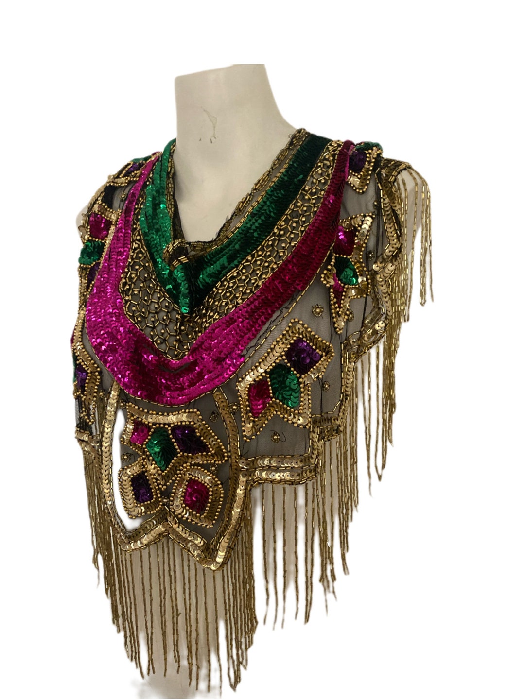 Silver Sequin Cape Top (with Camisole Lining)