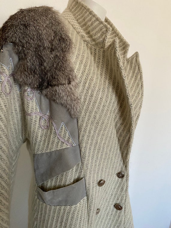 80s Vintage winter coat, long WOOL COAT, over siz… - image 3