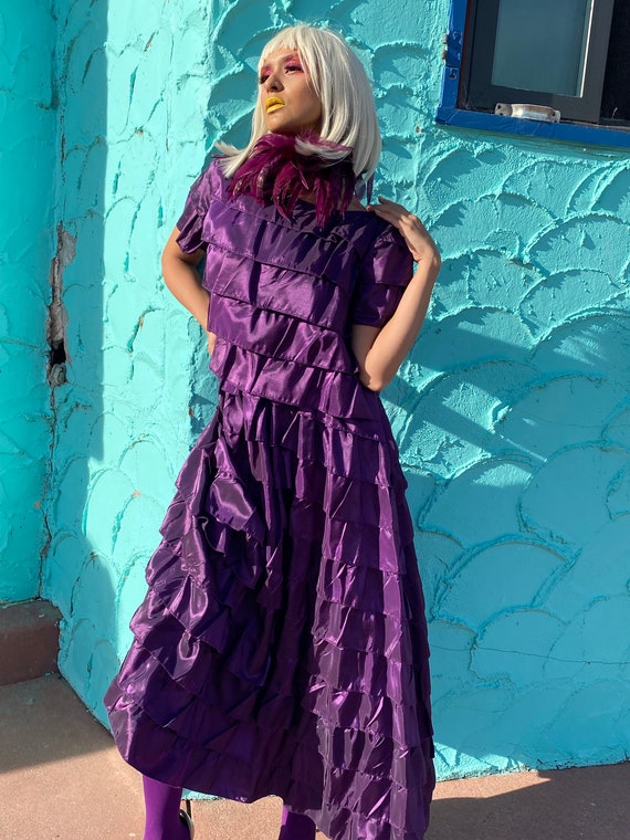 Vintage Purple DRESS, vintage ruffled dress, tier… - image 6